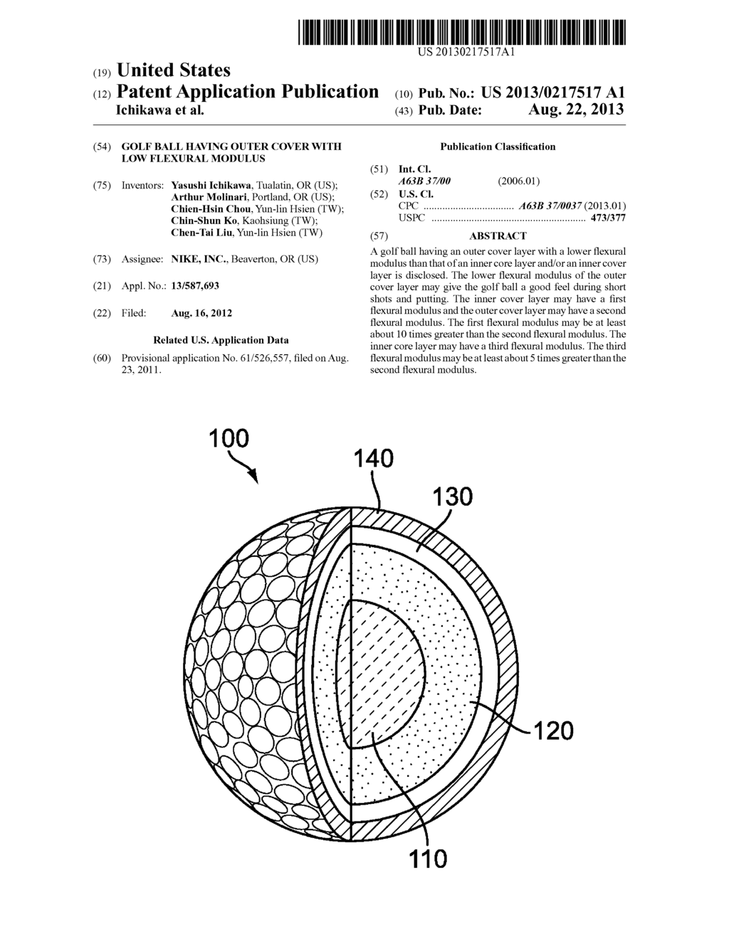 Golf Ball Having Outer Cover With Low Flexural Modulus - diagram, schematic, and image 01