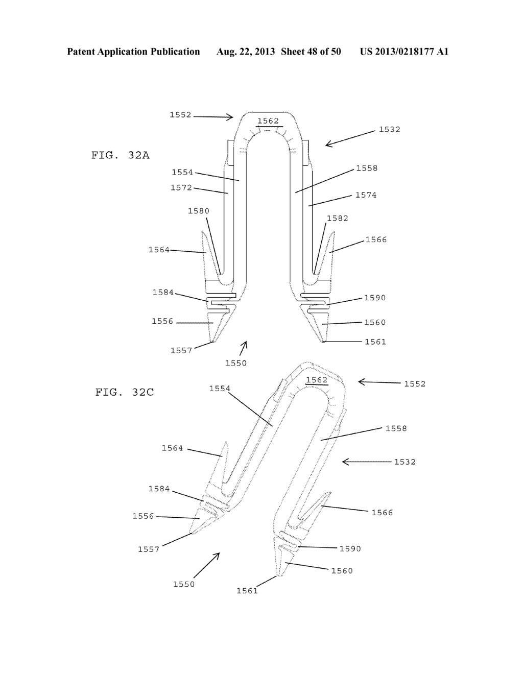 SURGICAL FASTENERS HAVING ARTICULATING JOINTS AND DEFLECTABLE TIPS - diagram, schematic, and image 49