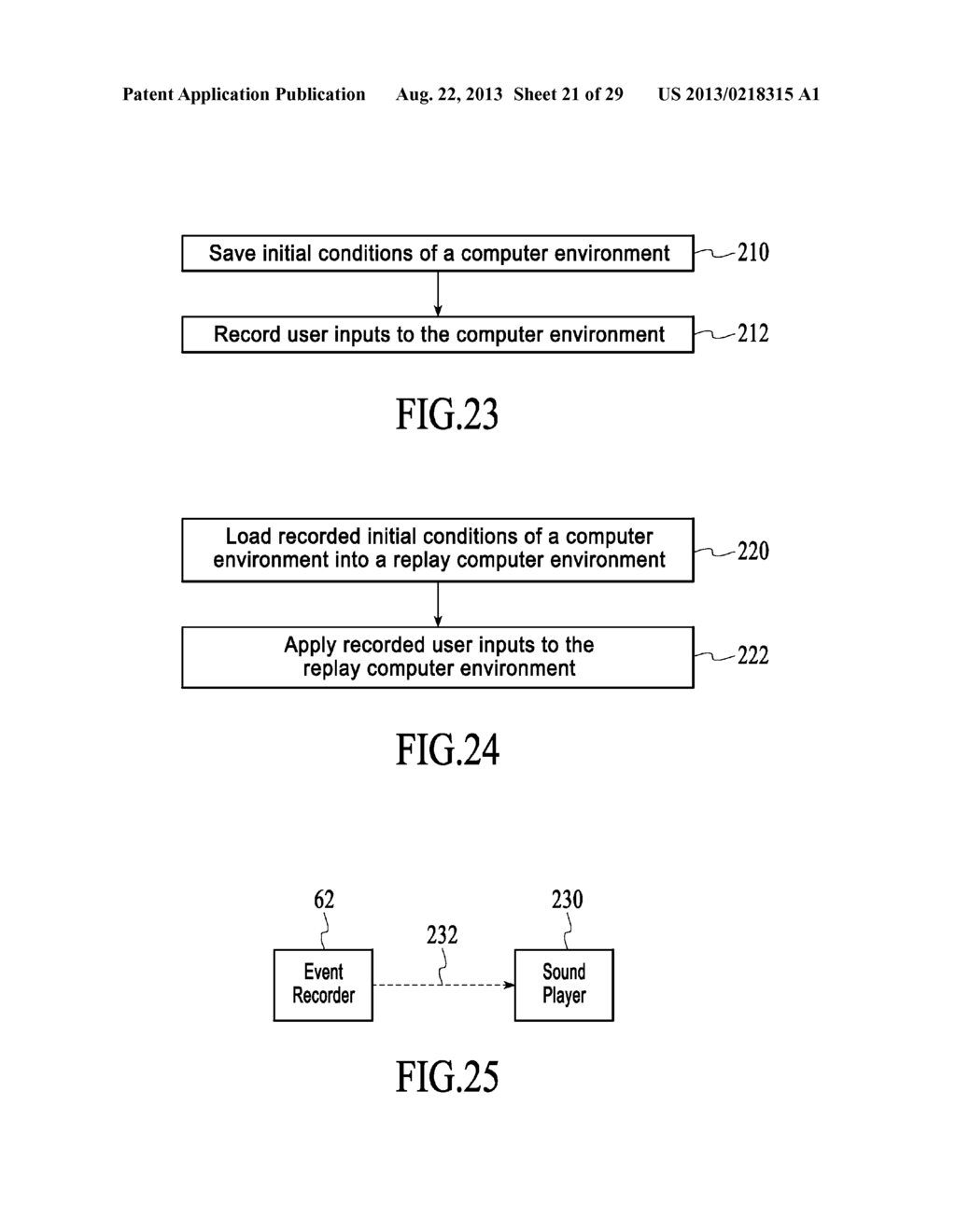 METHOD FOR RECORDING AND REPLAYING OPERATIONS IN A COMPUTER ENVIRONMENT     USING INITIAL CONDITIONS - diagram, schematic, and image 22