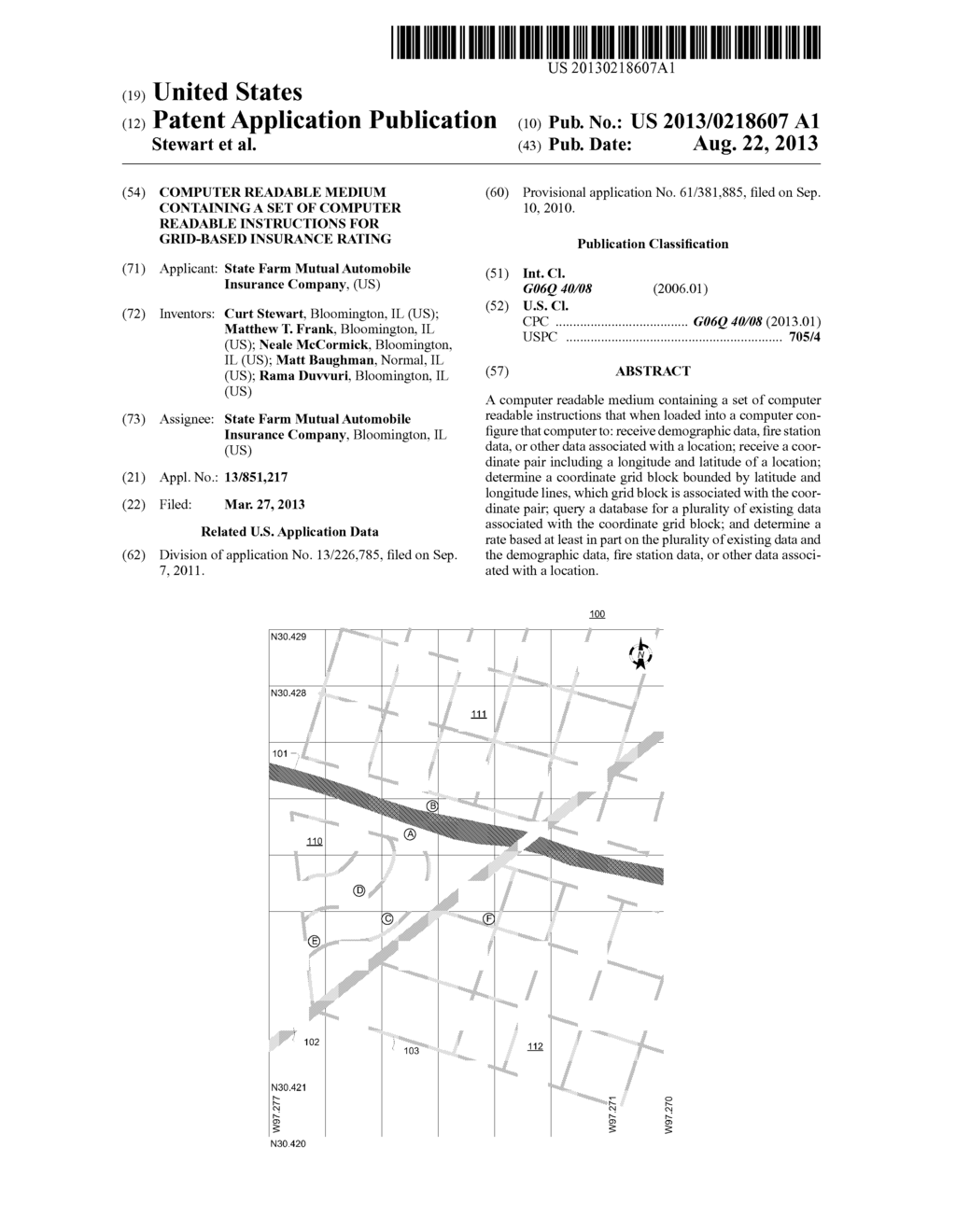 Computer Readable Medium Containing a Set of Computer Readable     Instructions for Grid-Based Insurance Rating - diagram, schematic, and image 01