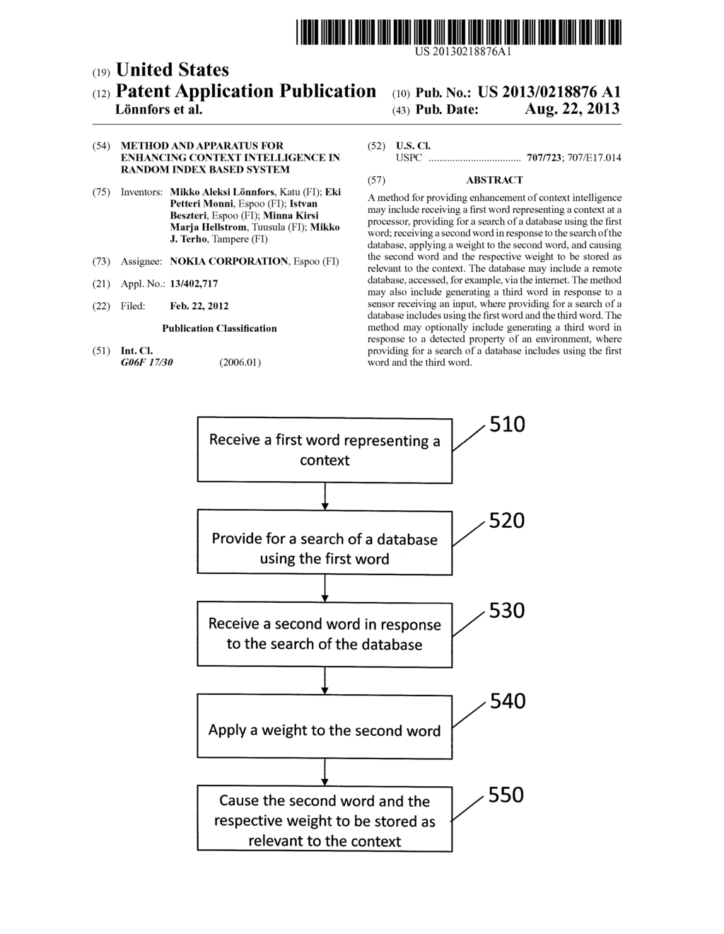 METHOD AND APPARATUS FOR ENHANCING CONTEXT INTELLIGENCE IN RANDOM INDEX     BASED SYSTEM - diagram, schematic, and image 01