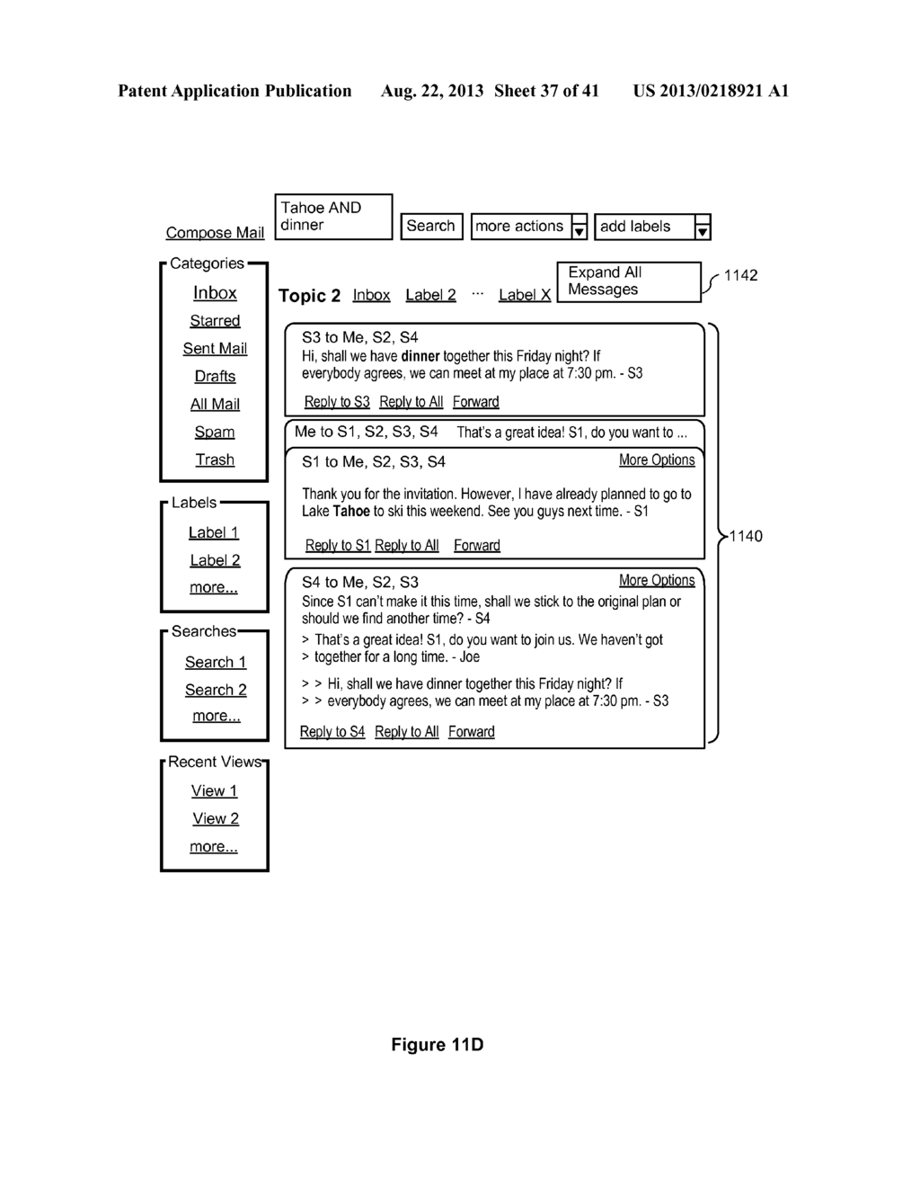 Conversation System and Method for Performing Both Conversation-Based     Queries and Message-Based Queries - diagram, schematic, and image 38