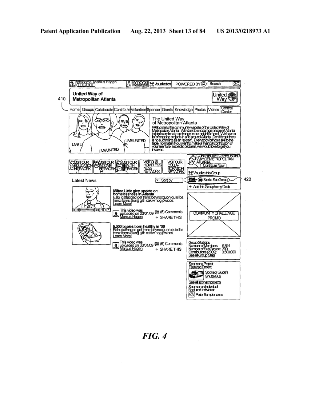 SYSTEM AND METHOD FOR PROVIDING SOFTWARE TOOLS WITHIN AN ONLINE PLATFORM     FOR ORGANIZING GROUPS AND COMMUNICATING WITH MEMBER CLIENTS OF GROUP - diagram, schematic, and image 14