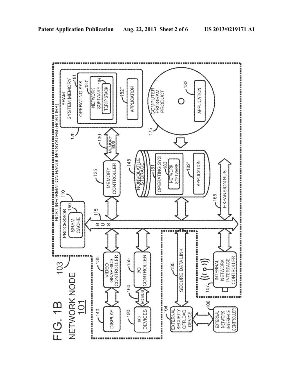 NETWORK NODE WITH NETWORK-ATTACHED STATELESS SECURITY OFFLOAD DEVICE     EMPLOYING IN-BAND PROCESSING - diagram, schematic, and image 03