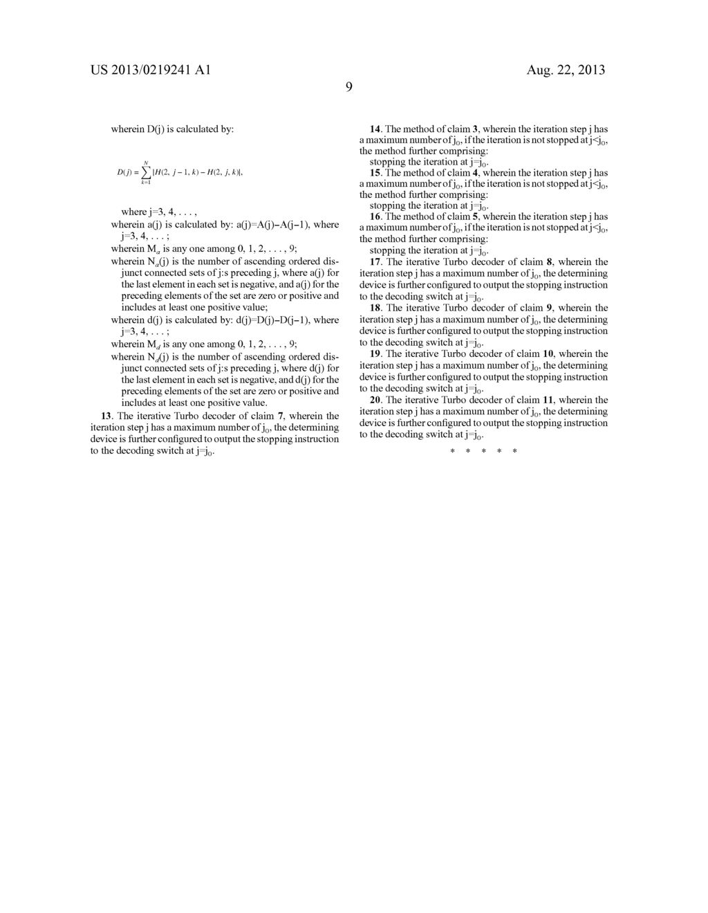 METHOD FOR STOPPING ITERATION IN AN ITERATIVE TURBO DECODER AND AN     ITERATIVE TURBO DECODER - diagram, schematic, and image 15