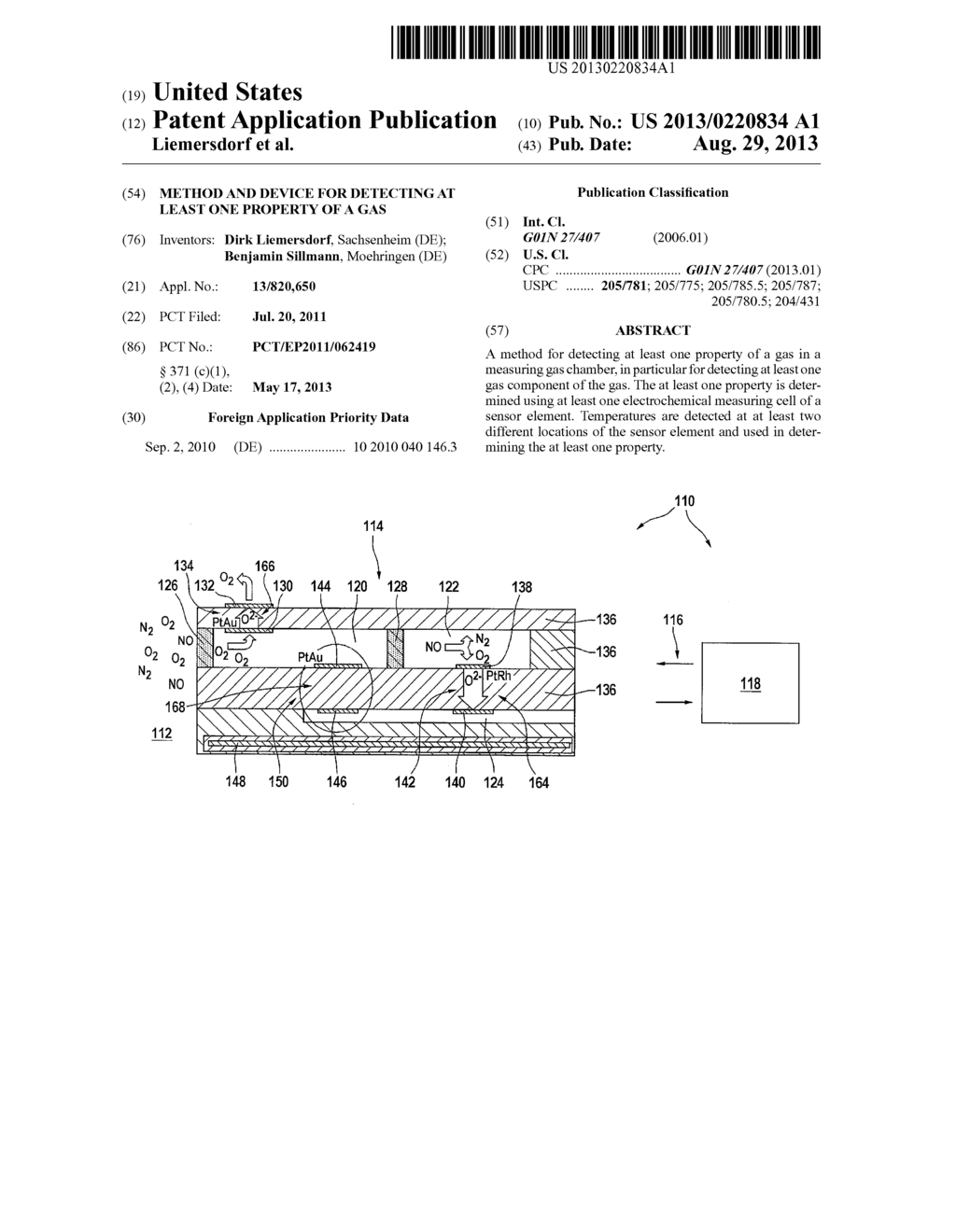 Method and Device for Detecting at Least one Property of a Gas - diagram, schematic, and image 01