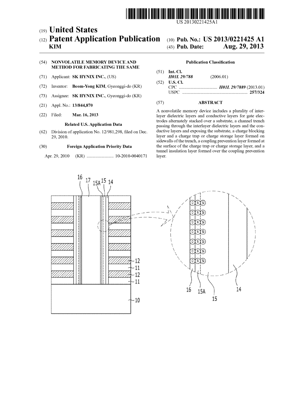 NONVOLATILE MEMORY DEVICE AND METHOD FOR FABRICATING THE SAME - diagram, schematic, and image 01