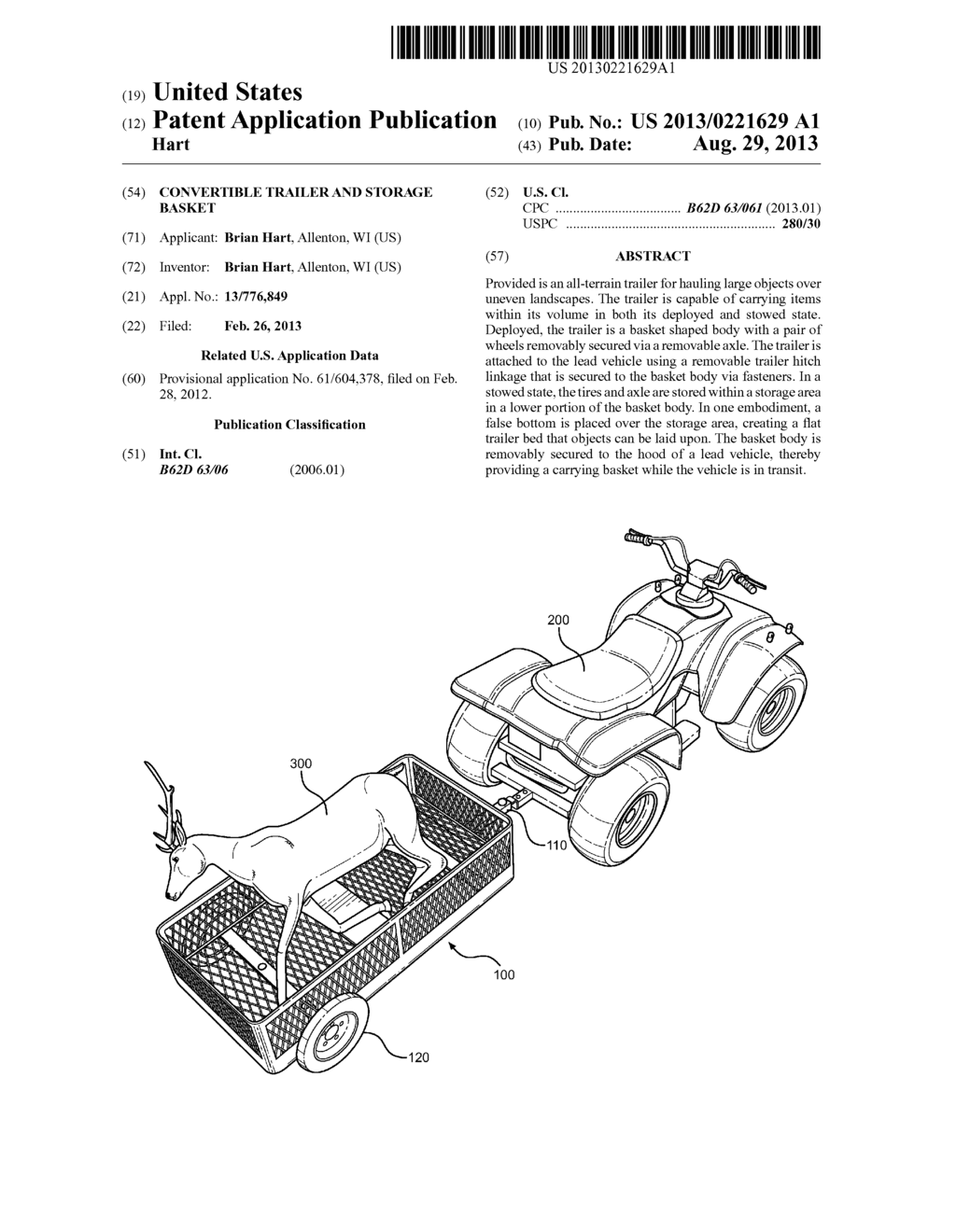 Convertible Trailer and Storage Basket - diagram, schematic, and image 01