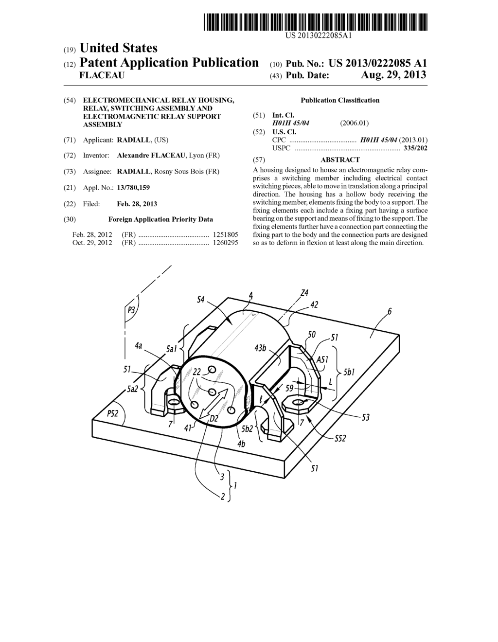 ELECTROMECHANICAL RELAY HOUSING, RELAY, SWITCHING ASSEMBLY AND     ELECTROMAGNETIC RELAY SUPPORT ASSEMBLY - diagram, schematic, and image 01