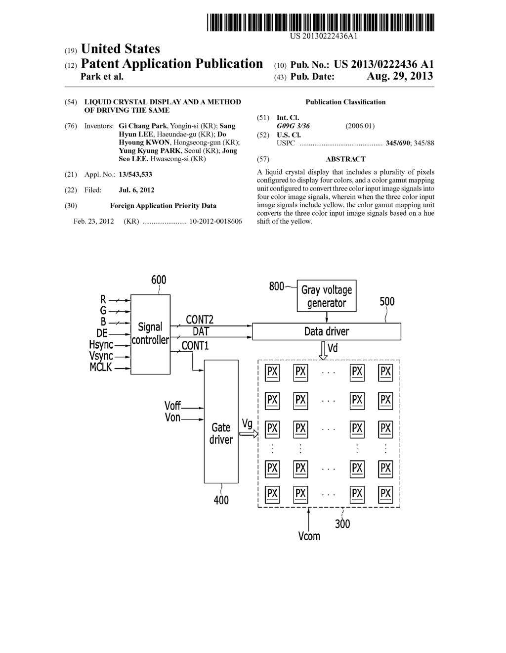 LIQUID CRYSTAL DISPLAY AND A METHOD OF DRIVING THE SAME - diagram, schematic, and image 01