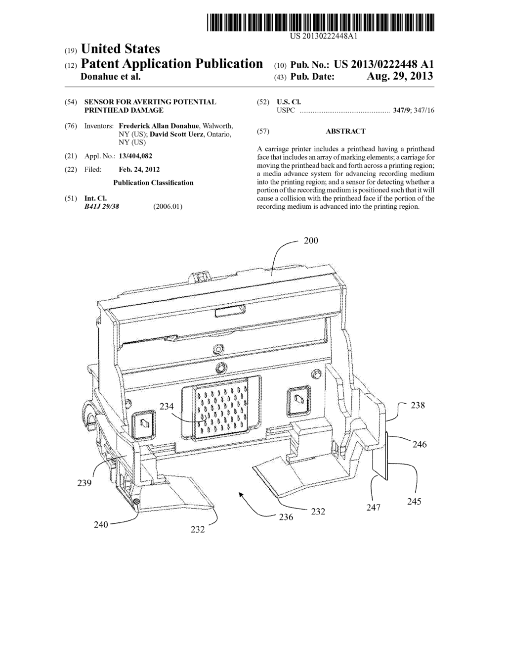 SENSOR FOR AVERTING POTENTIAL PRINTHEAD DAMAGE - diagram, schematic, and image 01