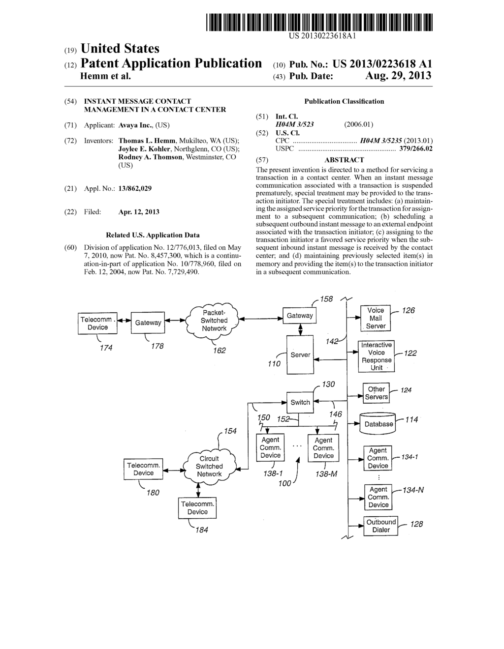 INSTANT MESSAGE CONTACT MANAGEMENT IN A CONTACT CENTER - diagram, schematic, and image 01