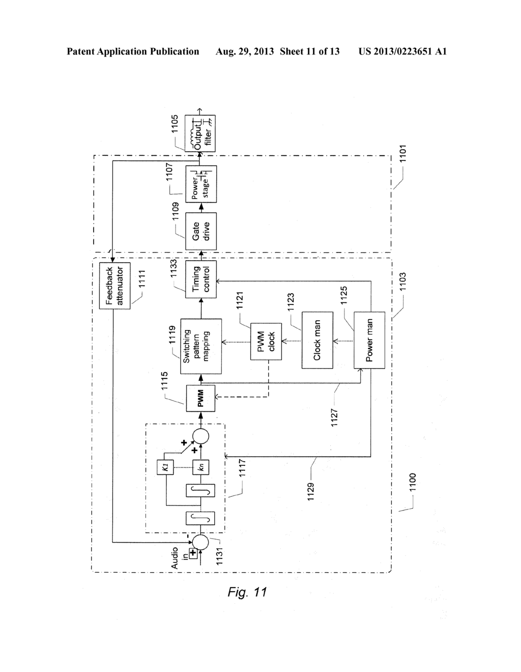 AUDIO AMPLIFIER USING MULTI-LEVEL PULSE WIDTH MODULATION - diagram, schematic, and image 12