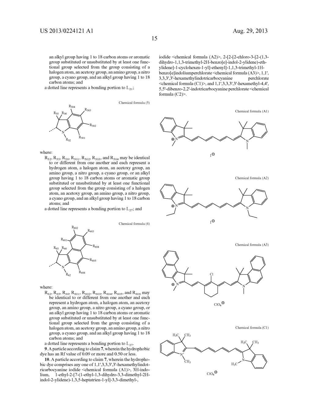 PARTICLE CONTAINING HYDROPHOBIC DYE HAVING CYANINE STRUCTURE, AND CONTRAST     AGENT CONTAINING THE PARTICLE - diagram, schematic, and image 17