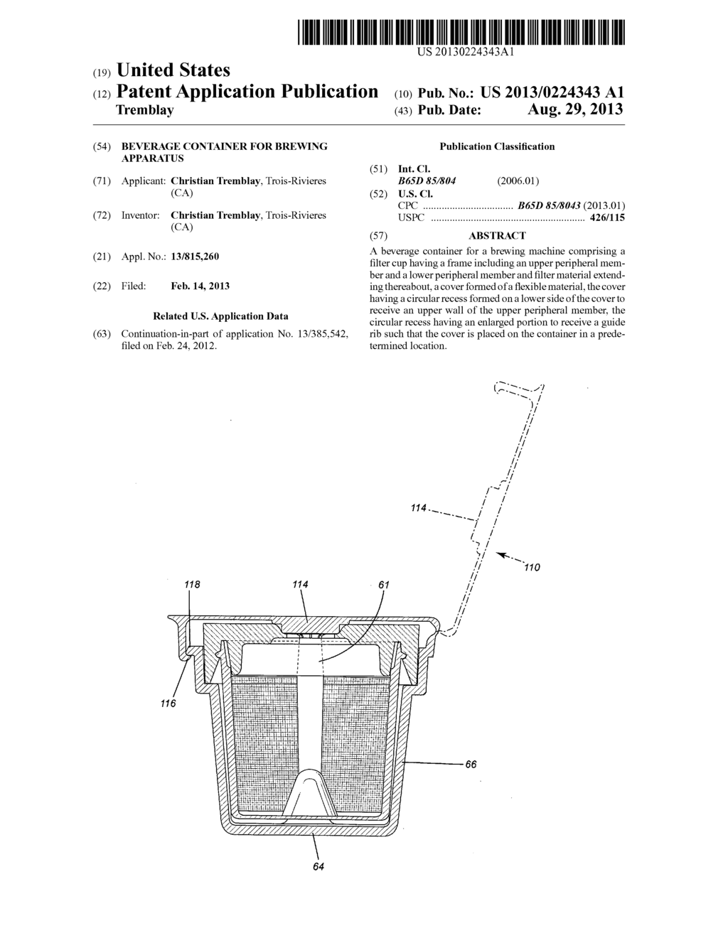 Beverage container for brewing apparatus - diagram, schematic, and image 01