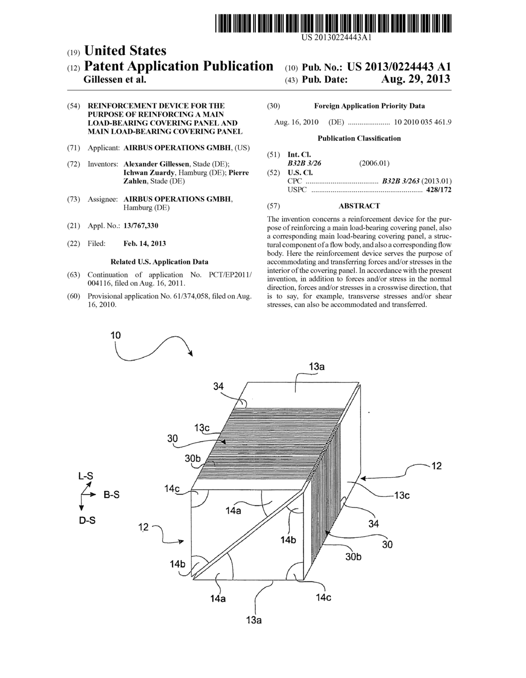 REINFORCEMENT DEVICE FOR THE PURPOSE OF REINFORCING A MAIN LOAD-BEARING     COVERING PANEL AND MAIN LOAD-BEARING COVERING PANEL - diagram, schematic, and image 01