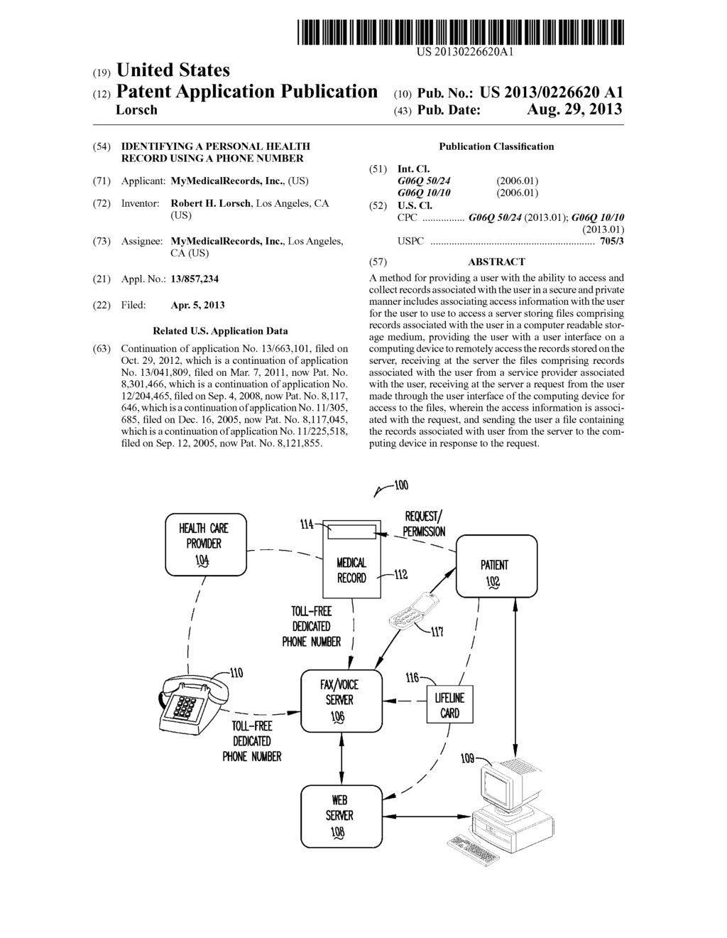 IDENTIFYING A PERSONAL HEALTH RECORD USING A PHONE NUMBER - diagram, schematic, and image 01