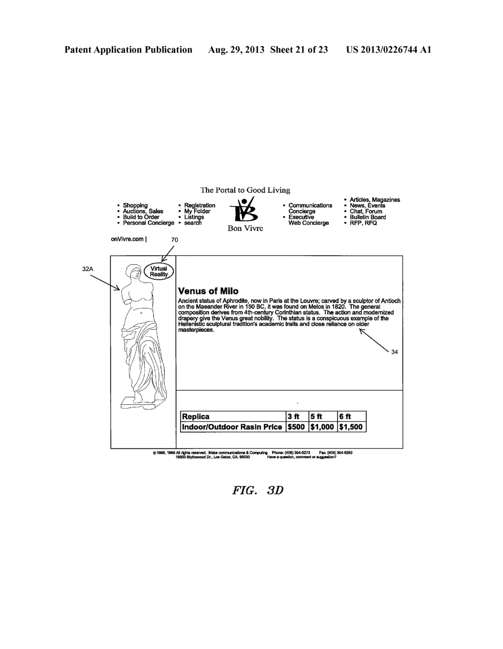 SYSTEM AND METHOD FOR CONSTRUCTING AND DISPLAYING ACTIVE VIRTUAL REALITY     CYBER MALLS, SHOW ROOMS, GALLERIES, STORES, MUSEUMS, AND OBJECTS WITHIN - diagram, schematic, and image 22