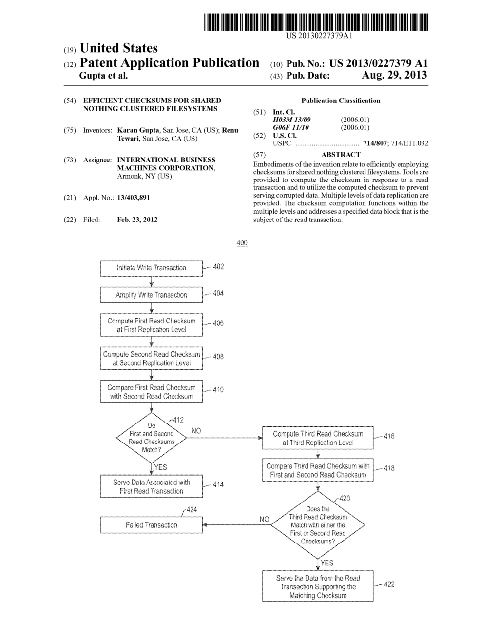 EFFICIENT CHECKSUMS FOR SHARED NOTHING CLUSTERED FILESYSTEMS - diagram, schematic, and image 01