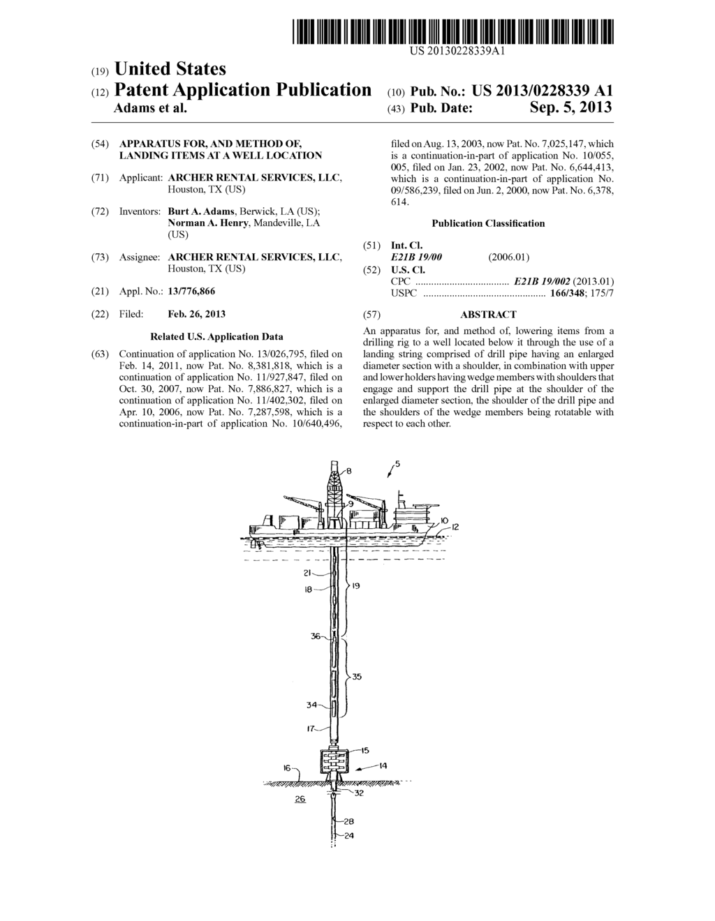 APPARATUS FOR, AND METHOD OF, LANDING ITEMS AT A WELL LOCATION - diagram, schematic, and image 01