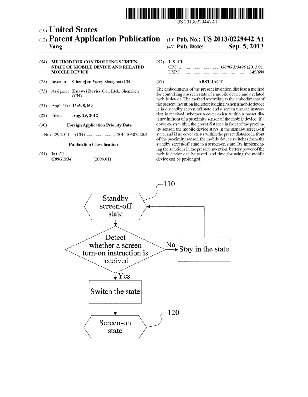 METHOD FOR CONTROLLING SCREEN STATE OF MOBILE DEVICE AND RELATED MOBILE     DEVICE - diagram, schematic, and image 01