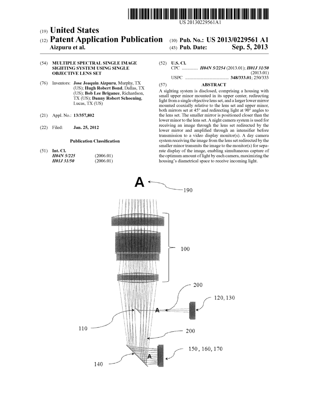 Multiple Spectral Single Image Sighting System Using Single Objective Lens     Set - diagram, schematic, and image 01