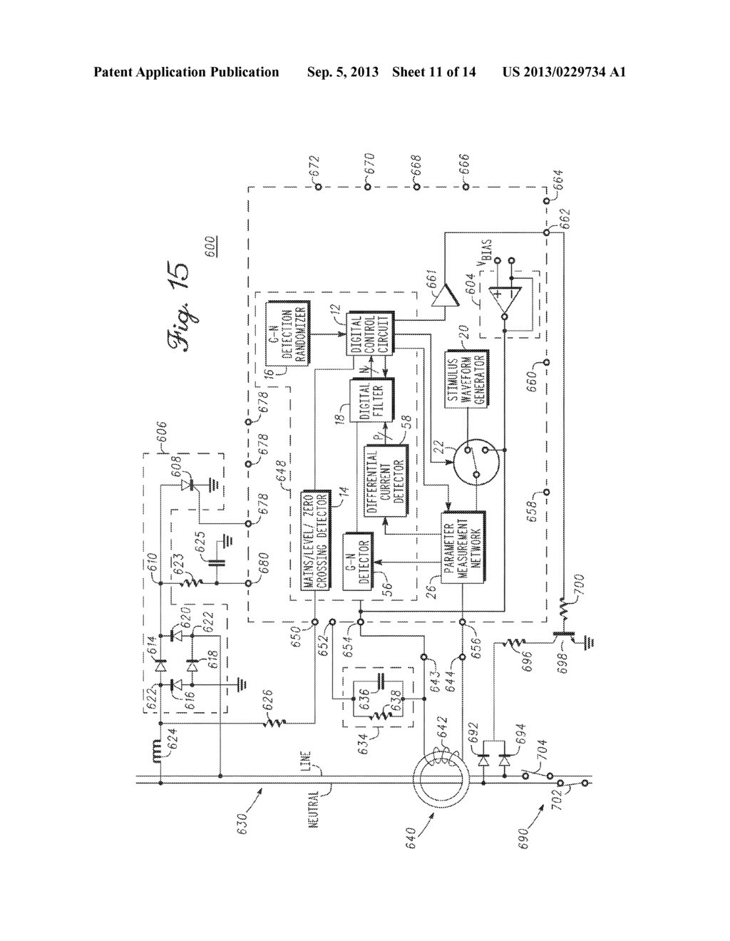 GROUND FAULT CIRCUIT INTERRUPTER AND METHOD - diagram, schematic, and image 12