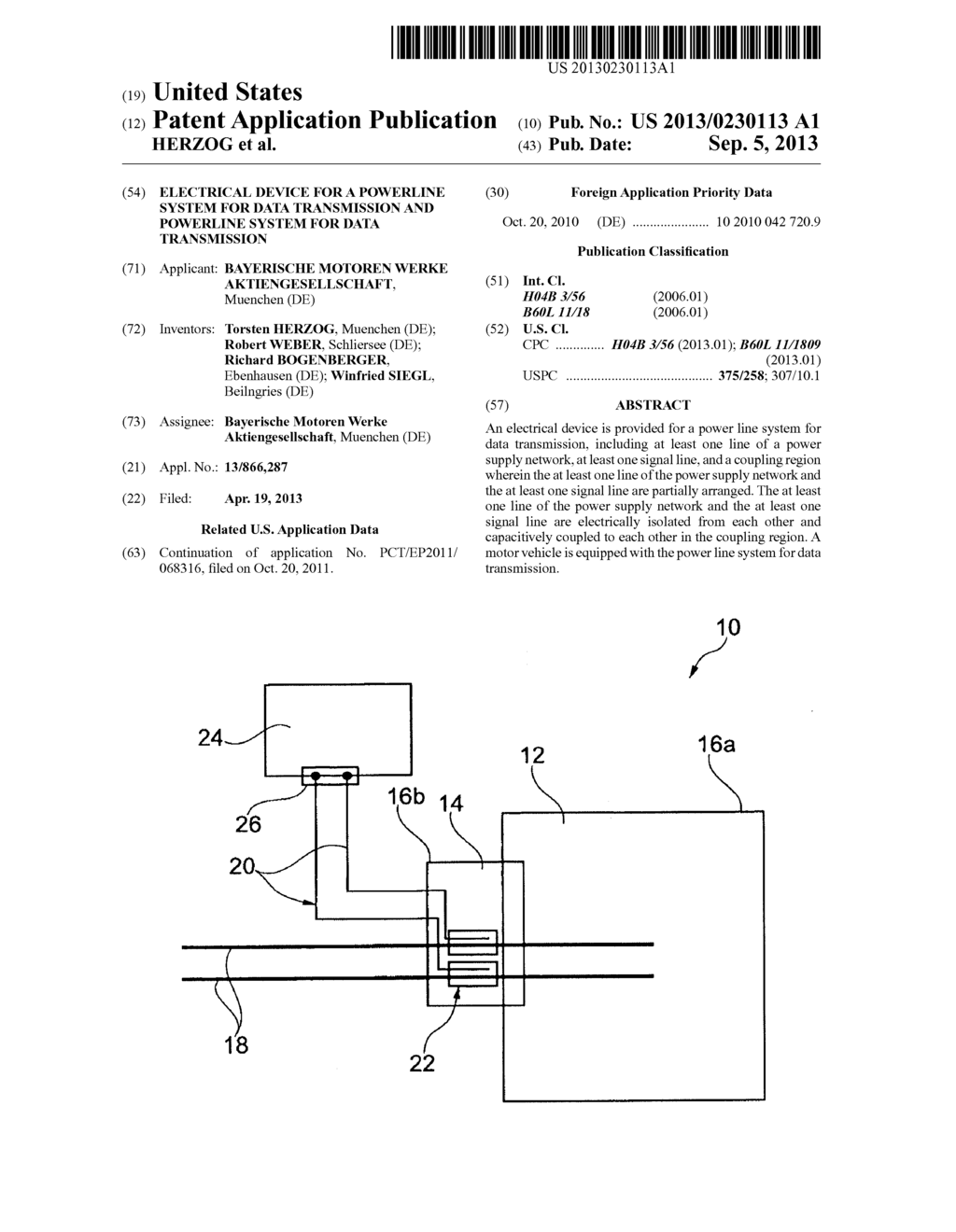 Electrical Device for a Powerline System for Data Transmission and     Powerline System for Data Transmission - diagram, schematic, and image 01