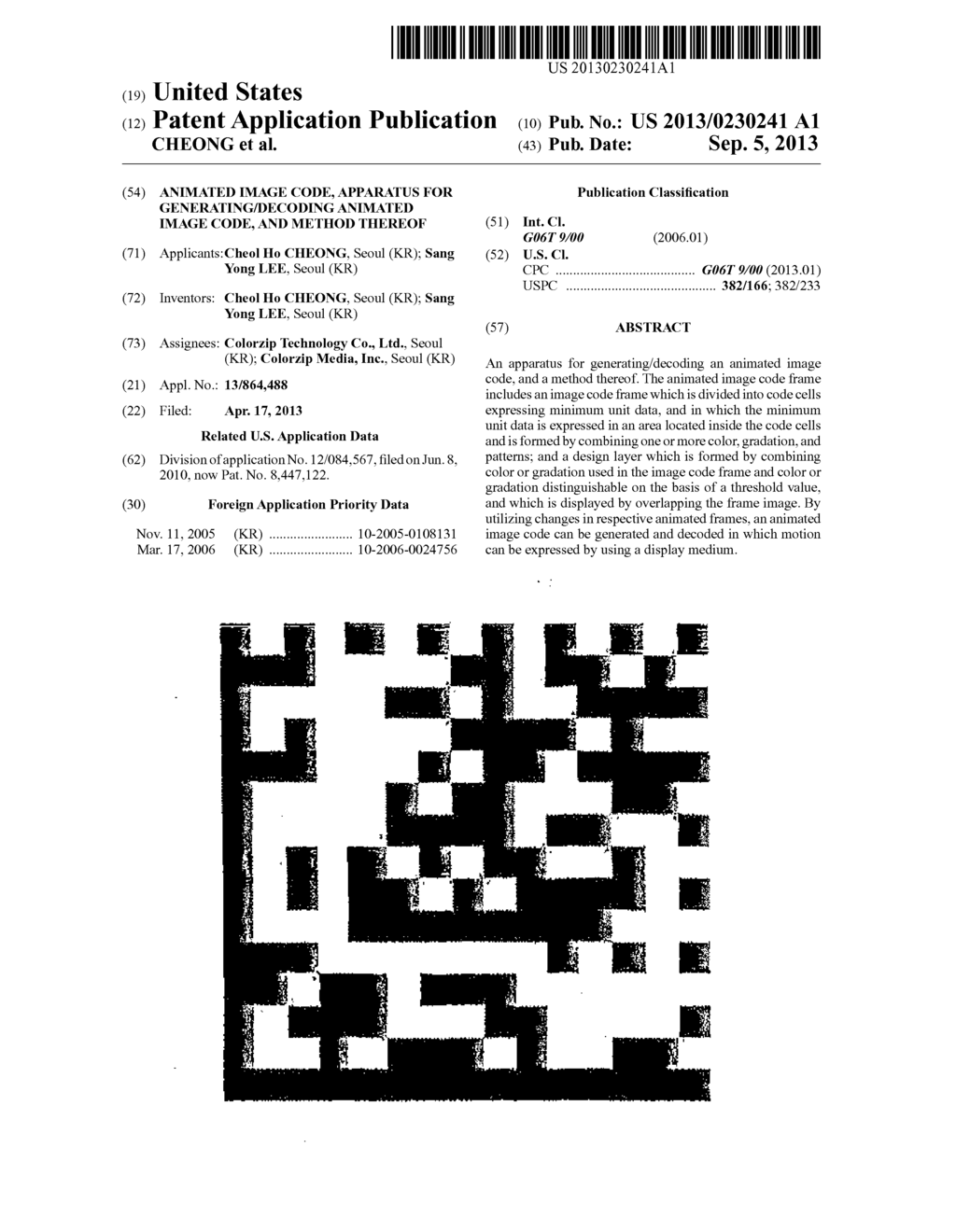 Animated Image Code, Apparatus for Generating/Decoding Animated Image     Code, and Method Thereof - diagram, schematic, and image 01