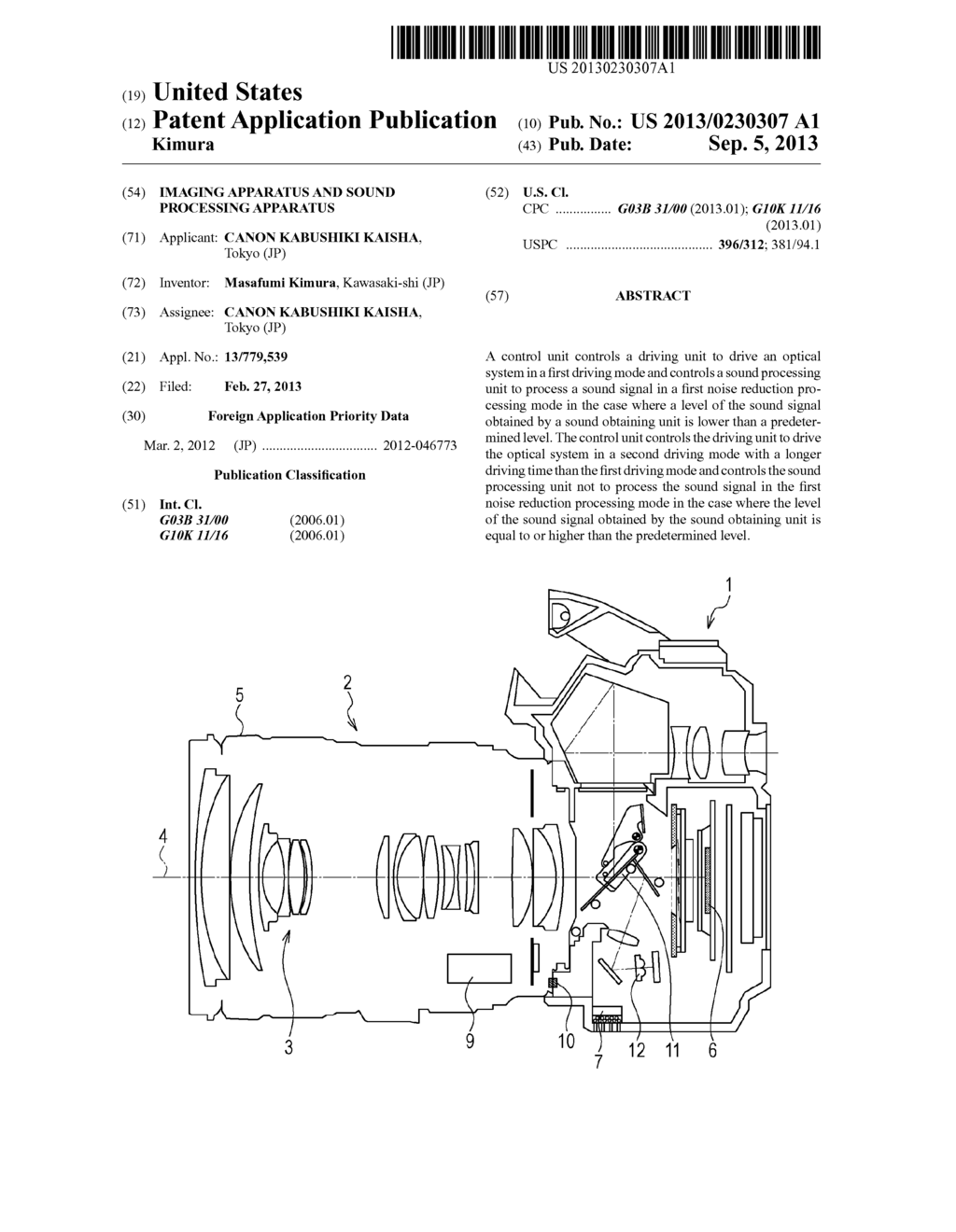 IMAGING APPARATUS AND SOUND PROCESSING APPARATUS - diagram, schematic, and image 01