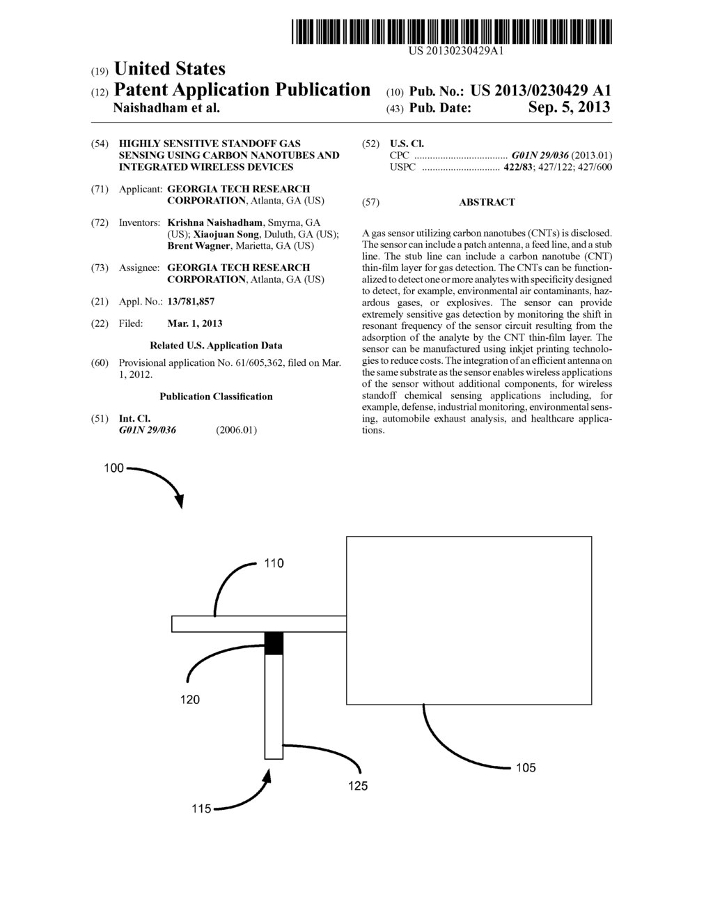 HIGHLY SENSITIVE STANDOFF GAS SENSING USING CARBON NANOTUBES AND     INTEGRATED WIRELESS DEVICES - diagram, schematic, and image 01