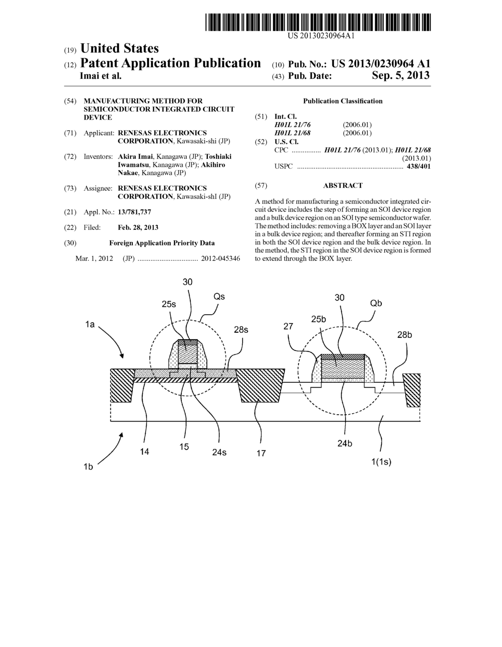 MANUFACTURING METHOD FOR SEMICONDUCTOR INTEGRATED CIRCUIT DEVICE - diagram, schematic, and image 01