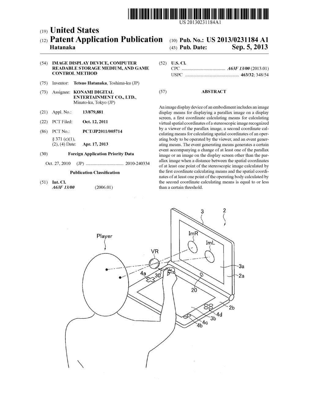 IMAGE DISPLAY DEVICE, COMPUTER READABLE STORAGE MEDIUM, AND GAME CONTROL     METHOD - diagram, schematic, and image 01