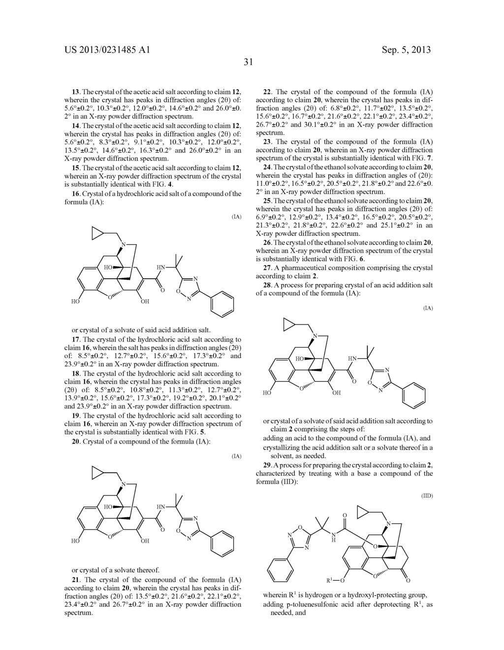 CRYSTAL OF 6,7-UNSATURATED-7-CARBAMOYL MORPHINAN DERIVATIVE AND METHOD FOR     PRODUCING THE SAME - diagram, schematic, and image 58