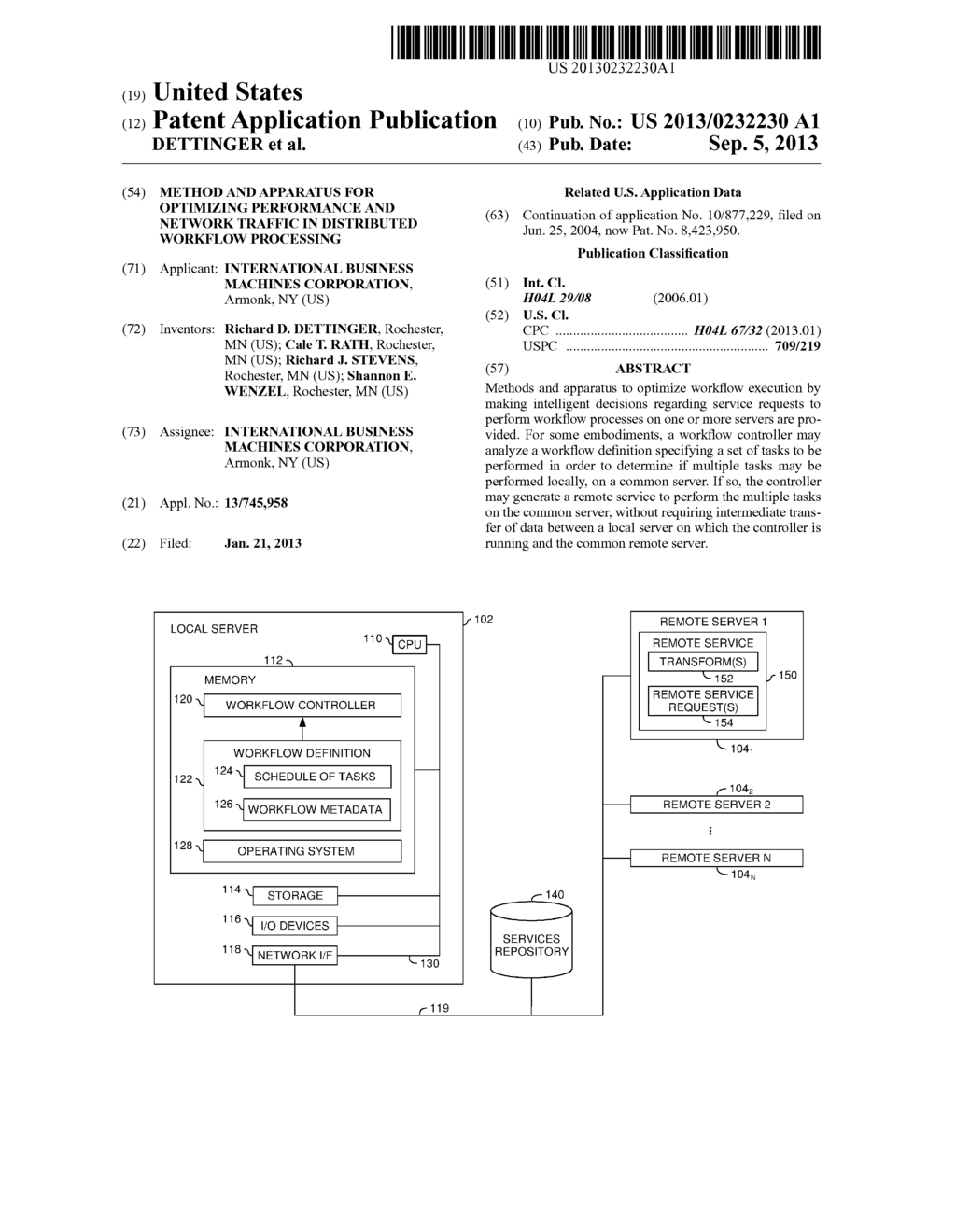 METHOD AND APPARATUS FOR OPTIMIZING PERFORMANCE AND NETWORK TRAFFIC IN     DISTRIBUTED WORKFLOW PROCESSING - diagram, schematic, and image 01