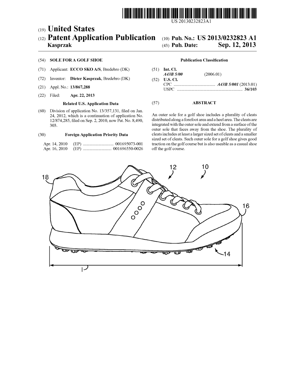 SOLE FOR A GOLF SHOE - diagram, schematic, and image 01