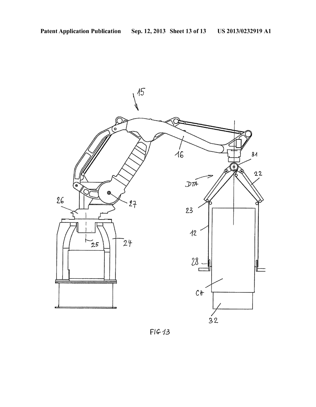 METHOD AND MACHINE FOR THE ROBOT WRAPPING OF A PALLETIZED LOAD WITH A     COVER MADE OF FLEXIBLE PLASTICS MATERIAL - diagram, schematic, and image 14