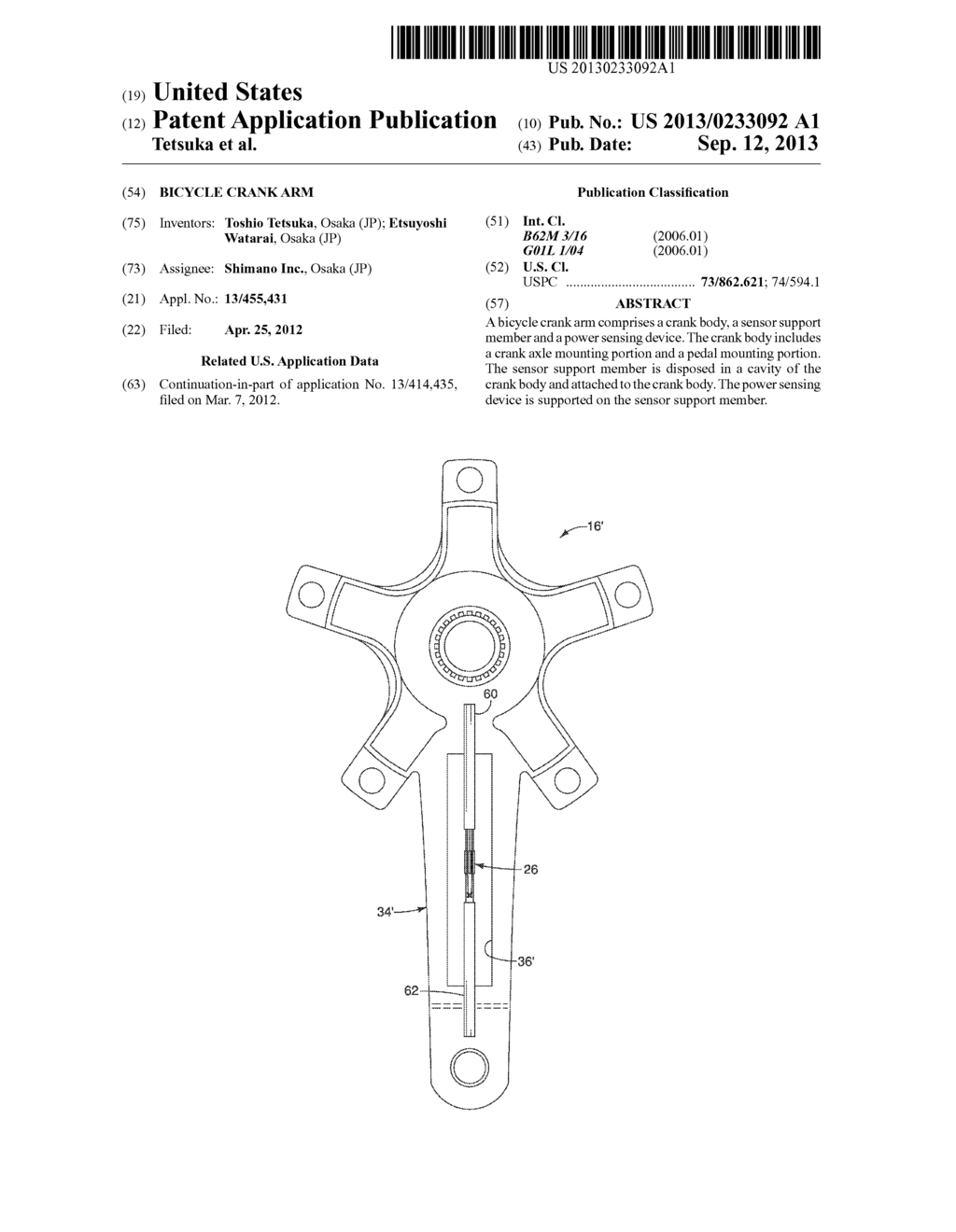 BICYCLE CRANK ARM - diagram, schematic, and image 01
