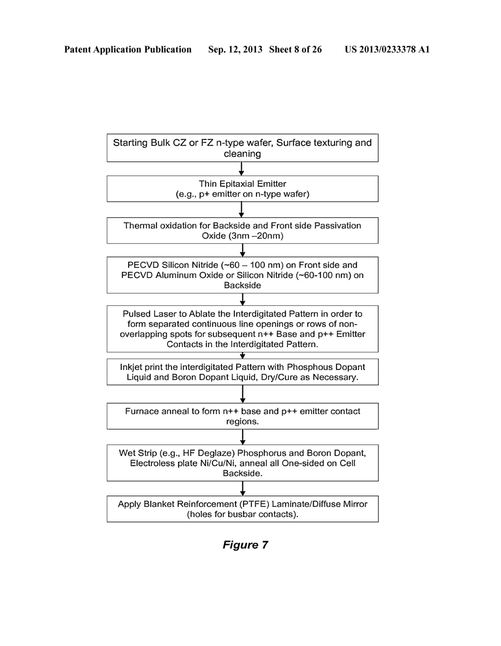 HIGH-EFFICIENCY PHOTOVOLTAIC BACK-CONTACT SOLAR CELL STRUCTURES AND     MANUFACTURING METHODS USING SEMICONDUCTOR WAFERS - diagram, schematic, and image 09