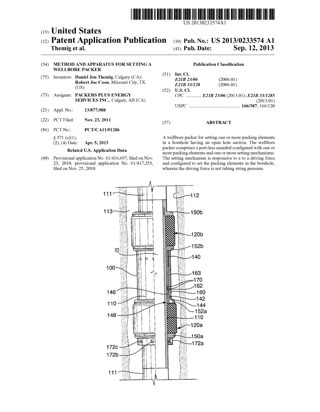 METHOD AND APPARATUS FOR SETTING A WELLBORE PACKER - diagram, schematic, and image 01