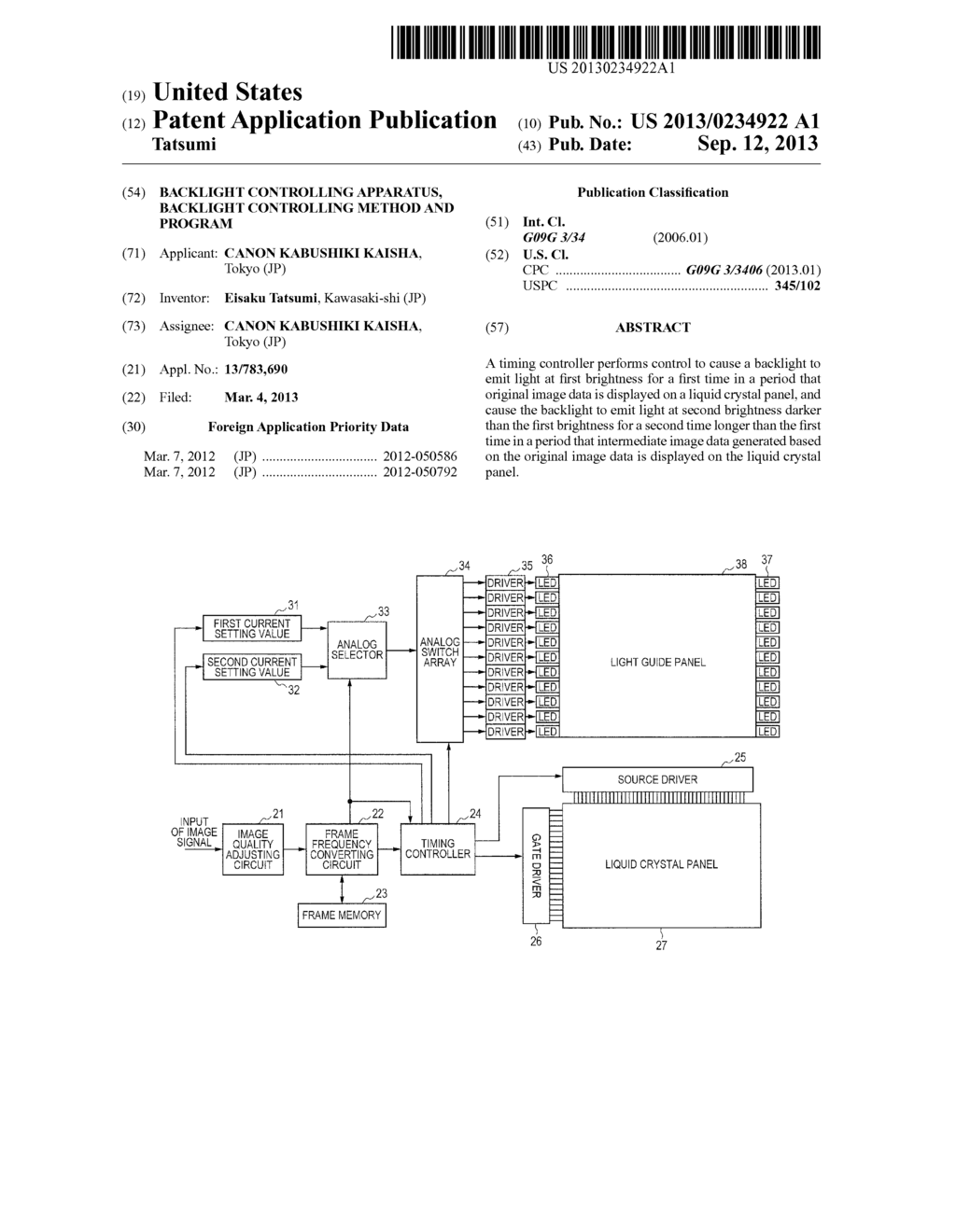 BACKLIGHT CONTROLLING APPARATUS, BACKLIGHT CONTROLLING METHOD AND PROGRAM - diagram, schematic, and image 01