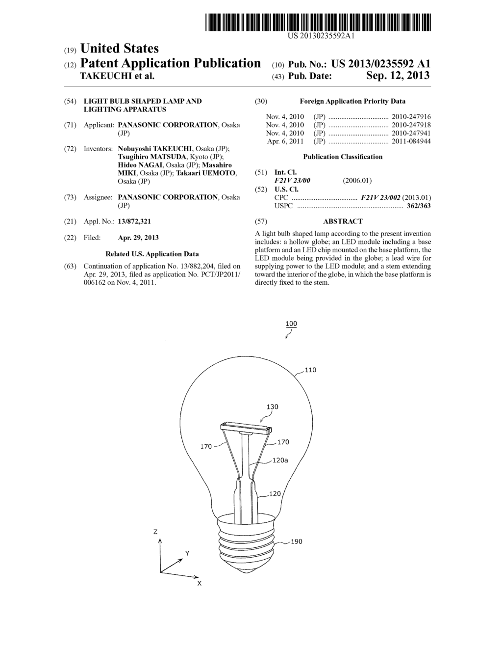 LIGHT BULB SHAPED LAMP AND LIGHTING APPARATUS - diagram, schematic, and image 01