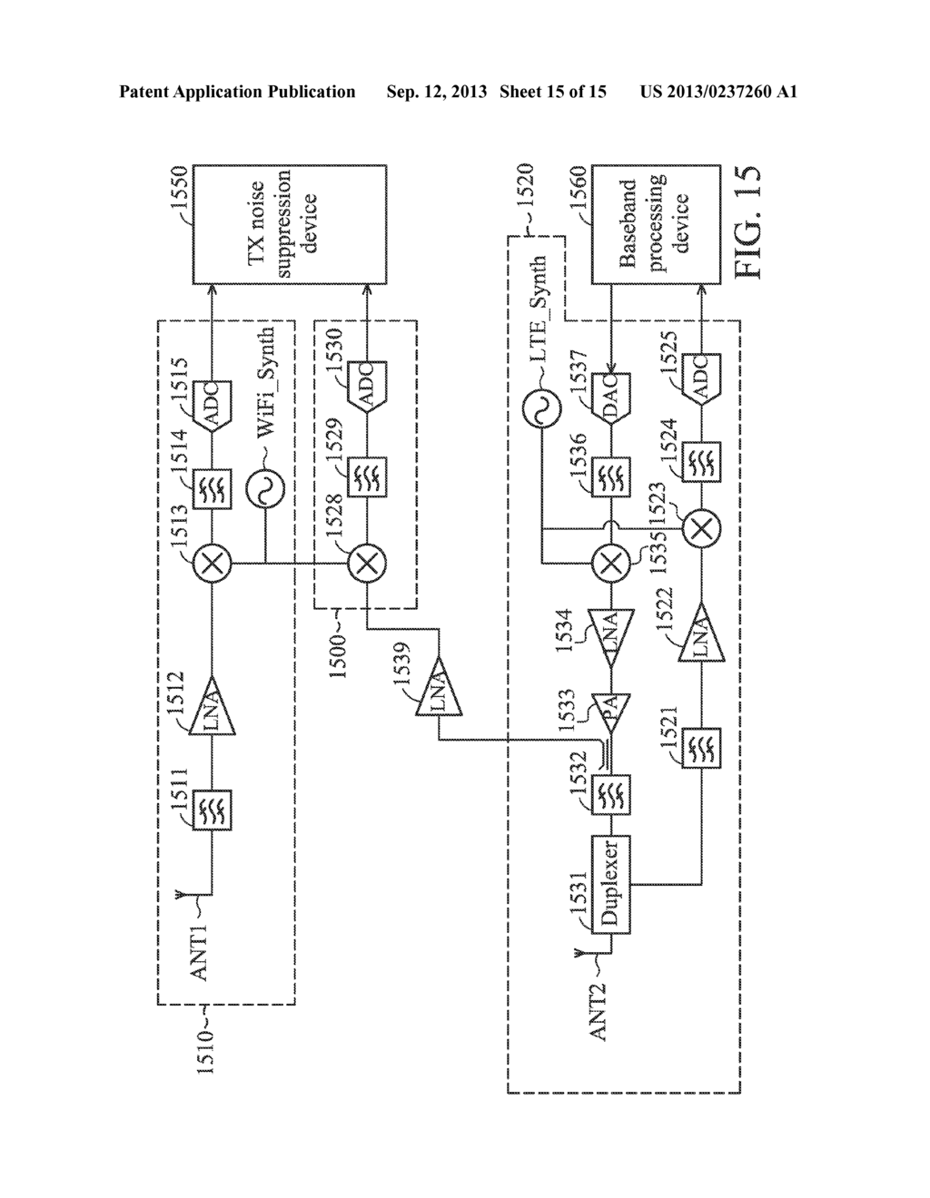 METHOD FOR SUPPRESSING TRANSMISSION NOISE COMPRISED IN RECEIVED DOWNLINK     SIGNAL AND COMMUNICATIONS APPARATUS UTILIZING THE SAME - diagram, schematic, and image 16