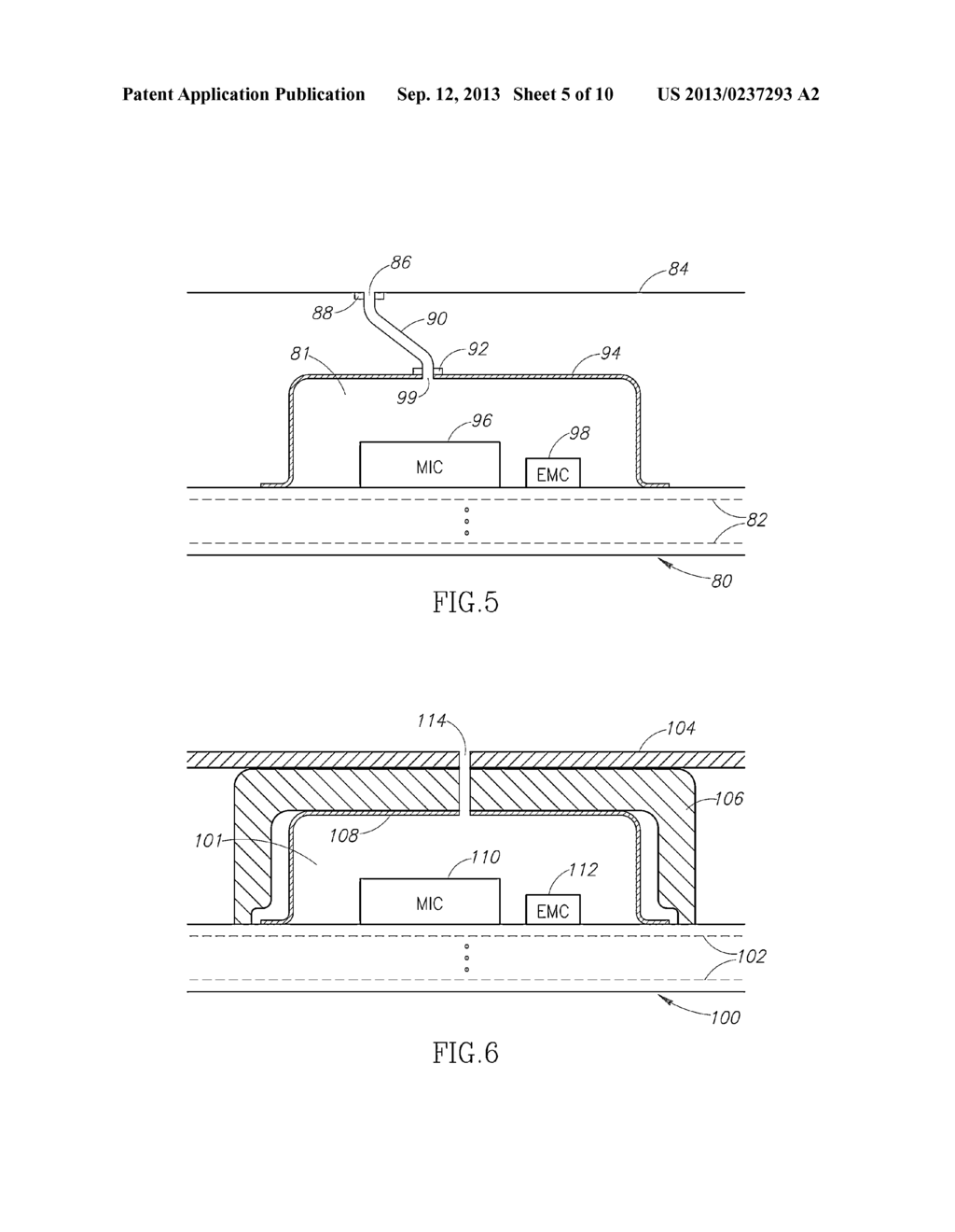 ELECTROMAGNETIC SHIELDING AND AN ACOUSTIC CHAMBER FOR A MICROPHONE IN A     MOBILE ELECTRONIC DEVICE - diagram, schematic, and image 06