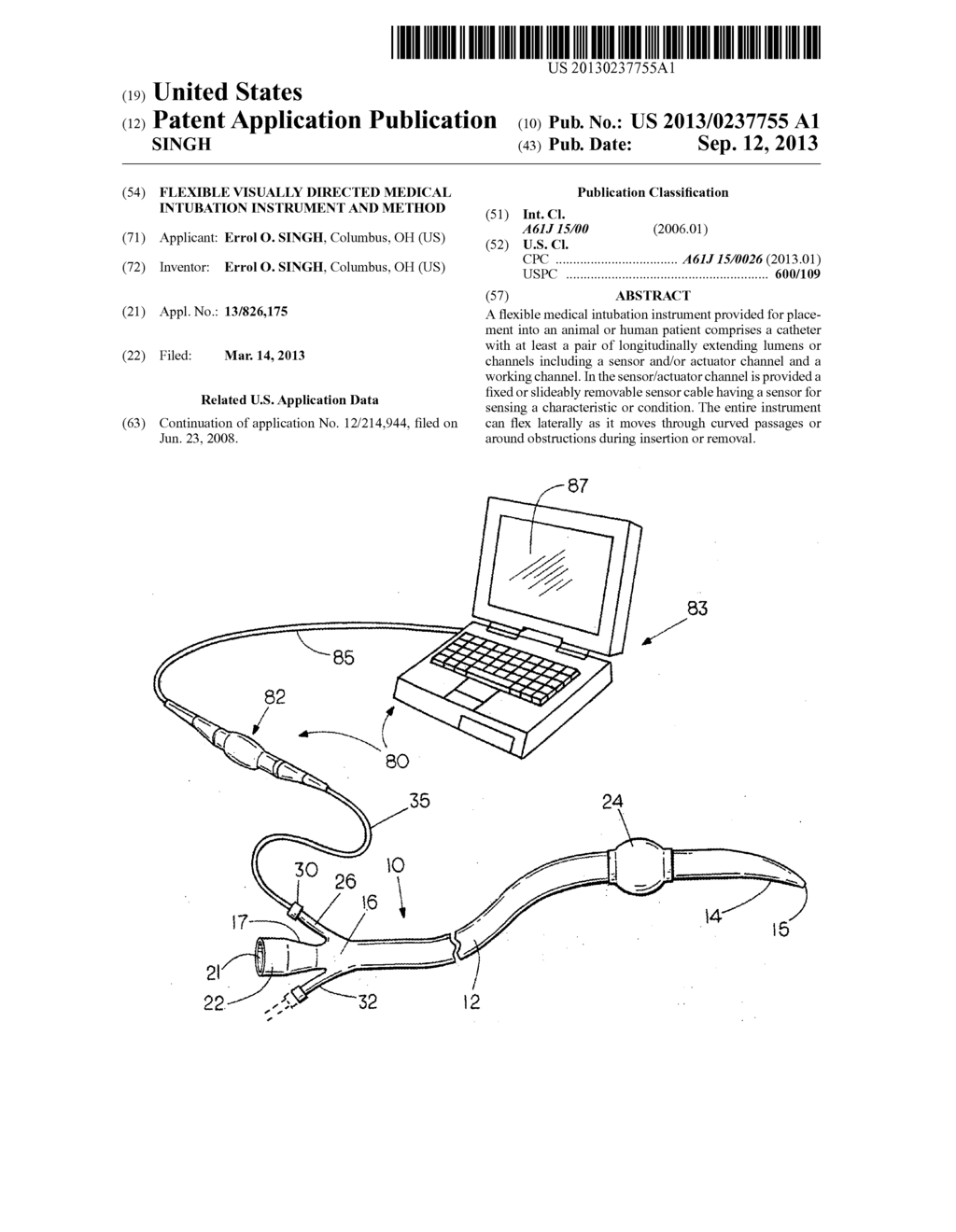 FLEXIBLE VISUALLY DIRECTED MEDICAL INTUBATION INSTRUMENT AND METHOD - diagram, schematic, and image 01