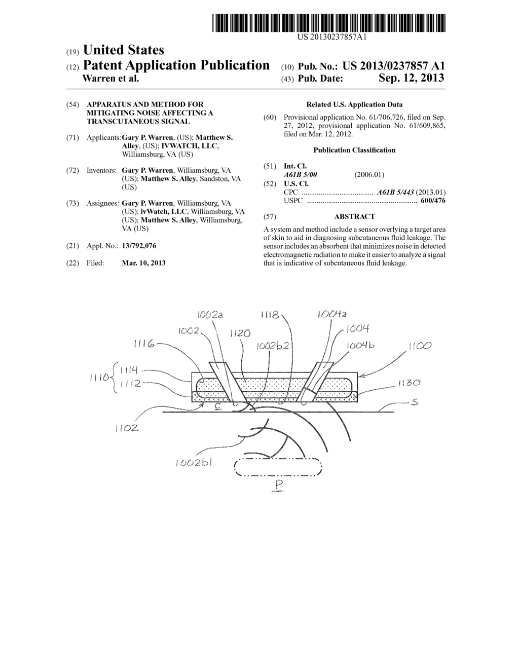 Apparatus and Method for Mitigating Noise Affecting a Transcutaneous     Signal - diagram, schematic, and image 01