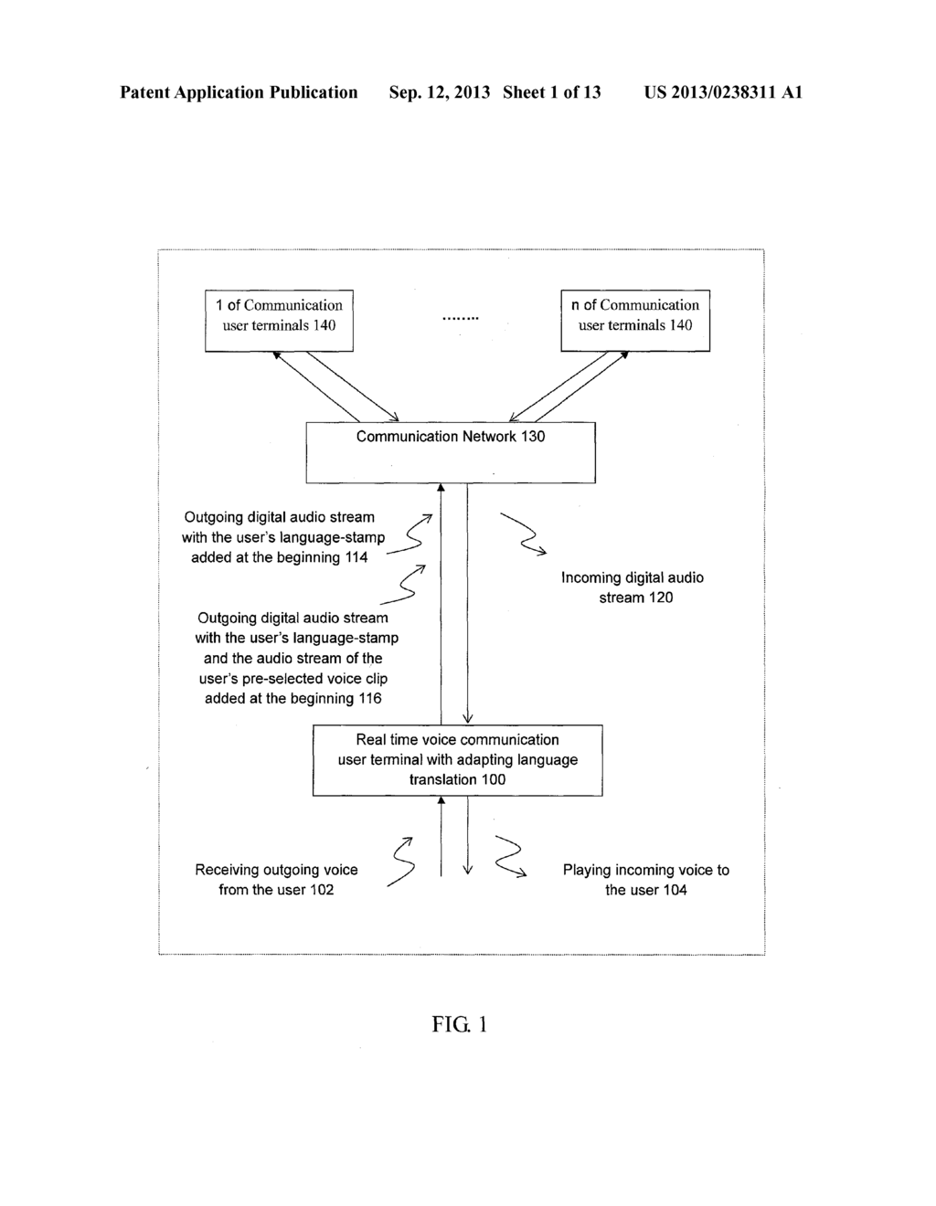 Method and Implementation of Providing a Communication User Terminal with     Adapting Language Translation - diagram, schematic, and image 02