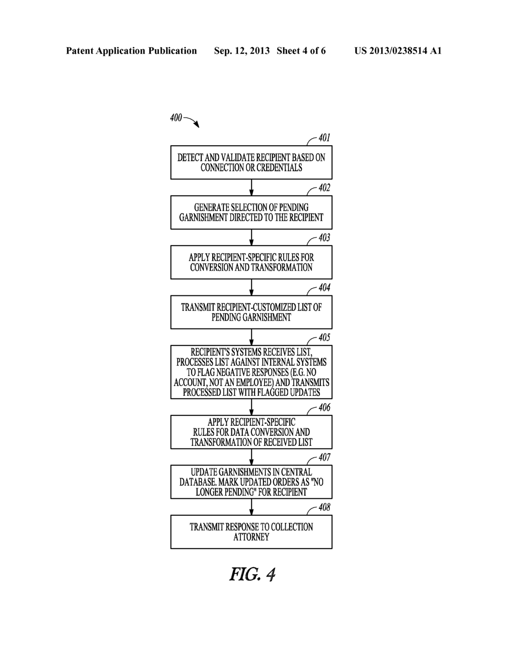 SYSTEM FOR THE INTERCHANGE OF GARNISHMENT REQUESTS AND RESPONSES AMONG     COLLECTION ATTORNEYS AND POTENTIAL GARNISHEES - diagram, schematic, and image 05