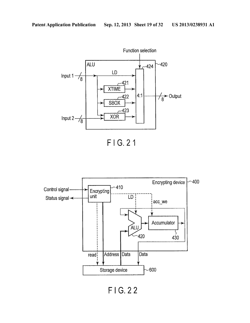 NONVOLATILE SEMICONDUCTOR STORAGE DEVICE HAVING ENCRYPTING ARITHMETIC     DEVICE - diagram, schematic, and image 20