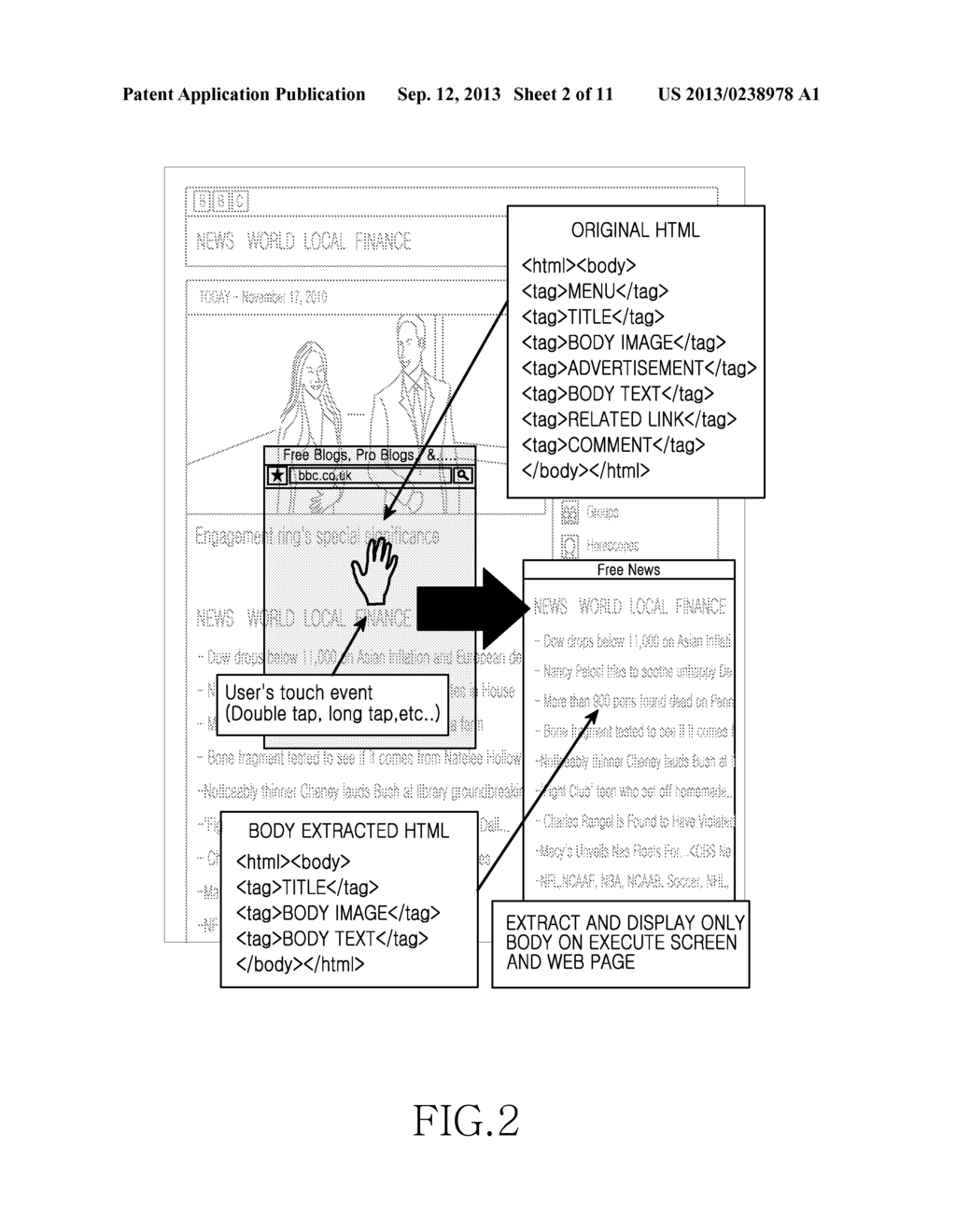 METHOD AND APPARATUS FOR EXTRACTING BODY ON WEB PAGE - diagram, schematic, and image 03